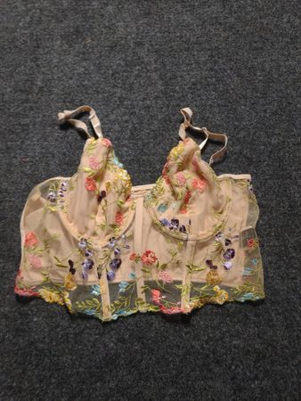 Sheer Embroidered Corset Top