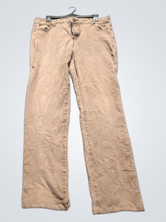 Upcycled YOZ & AL Women's Brown Bell Bottom Jeans with Embellished Pockets