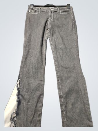 Upcycled Dreamgirl Jeans Company Women's Flare Jeans with Lace Inset