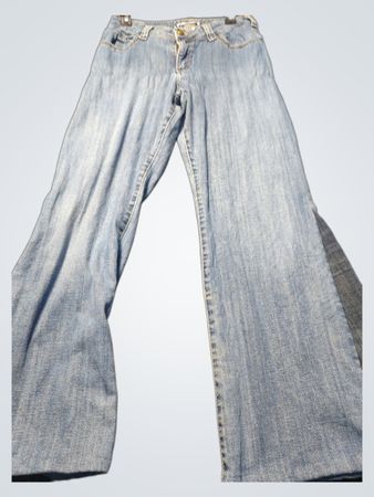 Upcycled Lee Women's Light Wash Embroidered Flare Jeans