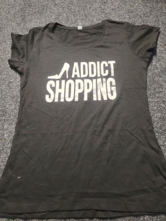 Black T-Shirt with ADDICT SHOPPING Graphic