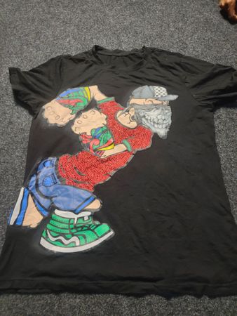 Black T-Shirt with Cartoon Graphic