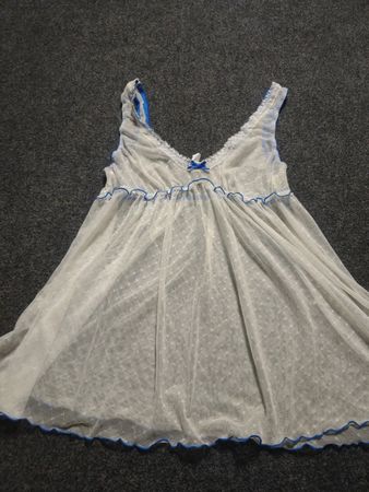 White and blue sheer nightgown