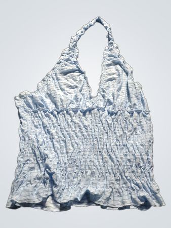 Light blue ruched halter top