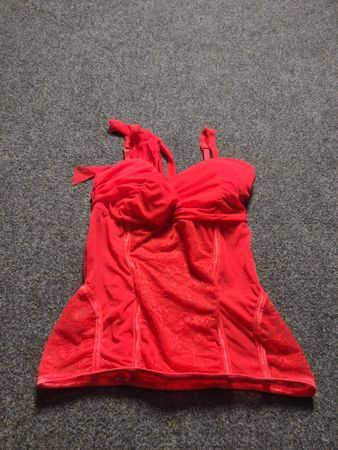 Red Corset Top with Lace Accents
