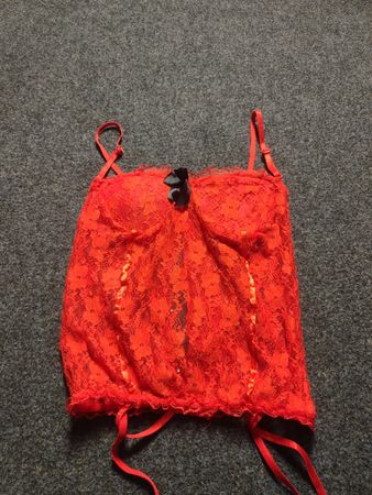 Oranges Spitzen-Corsage-Top