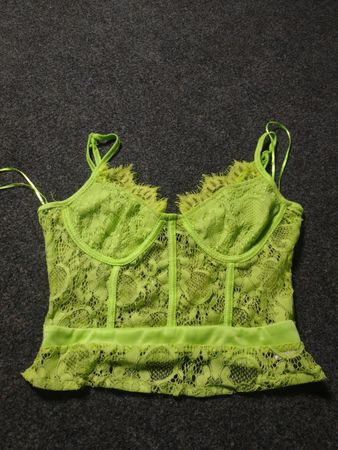 Top en corset en dentelle vert lime