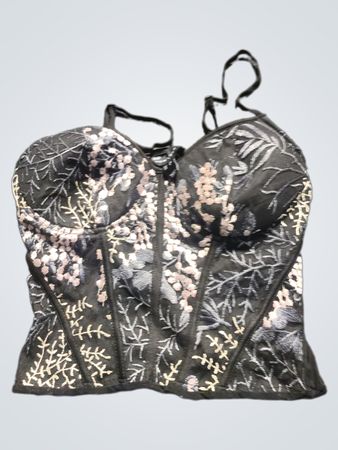 New Look Black Embroidered Corset Top