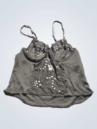 Black camisole with lace and sequin detail