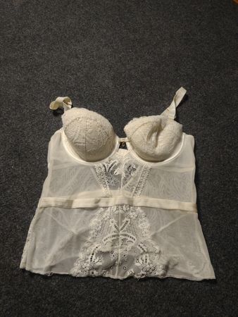 Weißes Spitzen-Corsage-Top