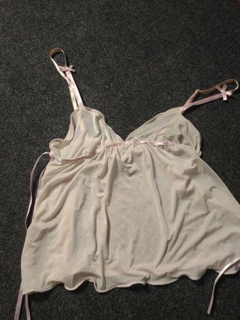 H&M Babydoll transparent avec détail de ruban rose
