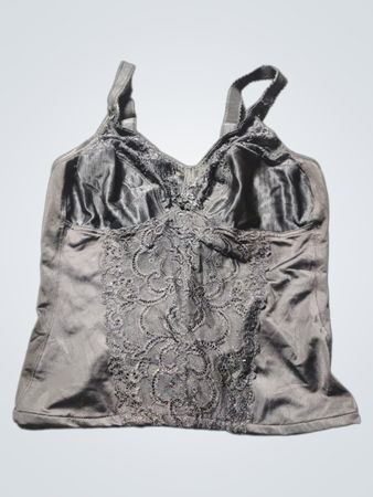 Schwarzes Spitzenbesatz-Top
