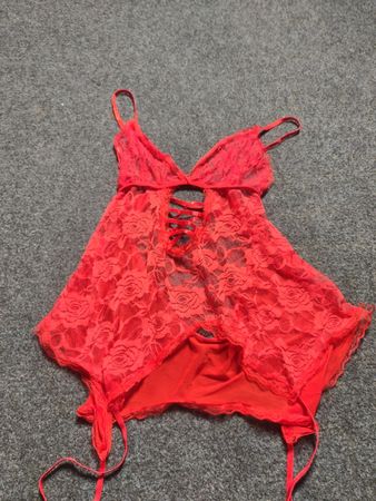 Red Lace Babydoll with Garters