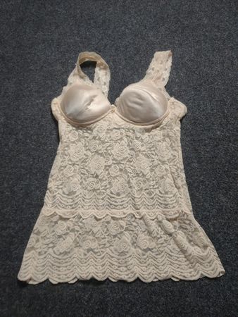 Cream Lace Camisole with Built-in Bra