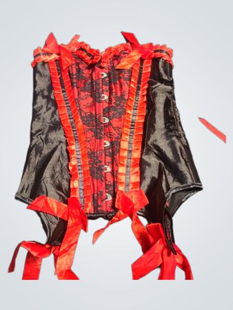 Black and Red Corset with Lace and Ribbons