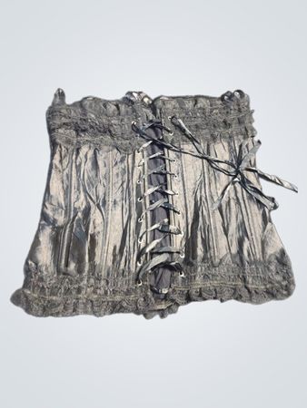 Black Corset with Lace Trim and Bows