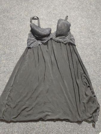 Black lace trim babydoll negligee