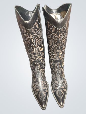 Black Western Boots with Floral Pattern