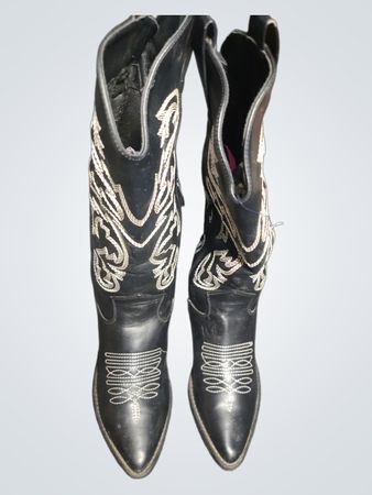 Black Cowboy Boots with White Stitching
