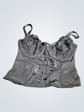 Black Embroidered Corset Top