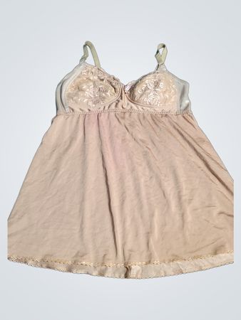 Beige Slip with Lace Trim