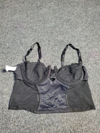 Black lace and mesh corset top