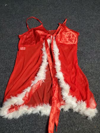 Red Lingerie with White Fur Trim