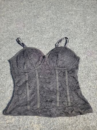 Schwarzes Spitzen-Corsage-Top