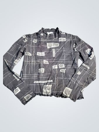 Sud Express Langarm-Grafik-Mock-Neck-Top