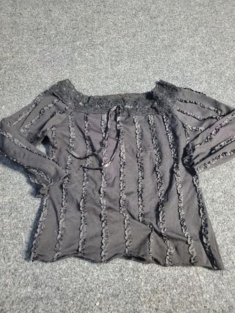 Black Ruffled Long Sleeve Top