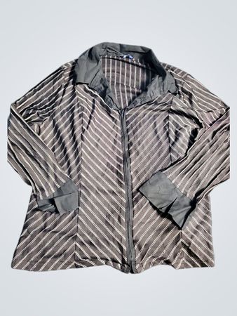 Reitmans Striped Zip-Up Blouse