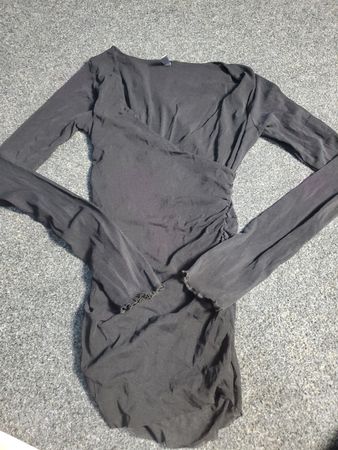 Emis Black Ruched Wrap Kleid