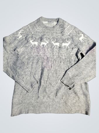 Tu Man Grey Reindeer Knit Sweater