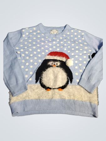 Chandail de Noël Pingouin Bleu Clair