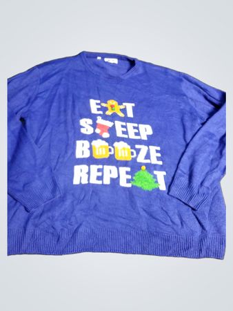 JACAMO Blauer Weihnachts-Pullover Essen Schlafen Trinken Wiederholen