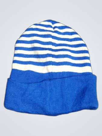 Bonnet rayé bleu et blanc avec graphique