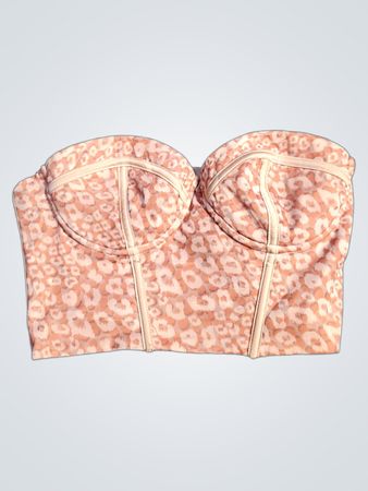 Strapless Corset Top with Leopard Print