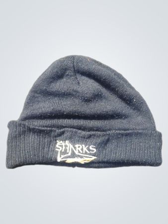 Dark Blue Knit Beanie with SHARKS Embroidery