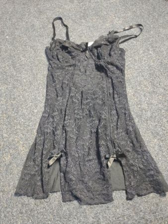 Schwarzes Spitzen-Babydoll Unterwäsche