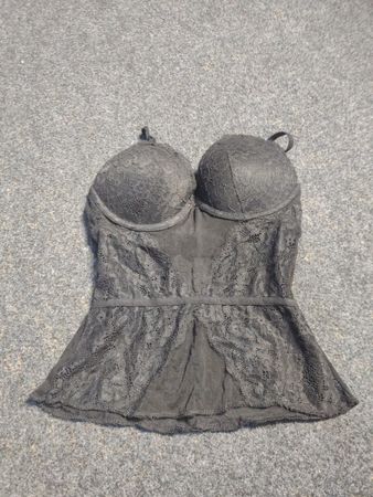 Schwarzes Spitzen-Corsagen-Top