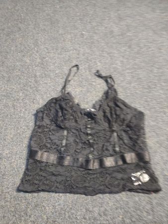 Schwarzes Spitzen-Camisole mit Banddetail