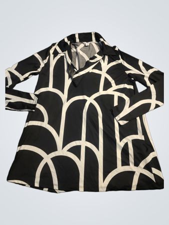 AMISU Langarmkleid mit geometrischem Muster