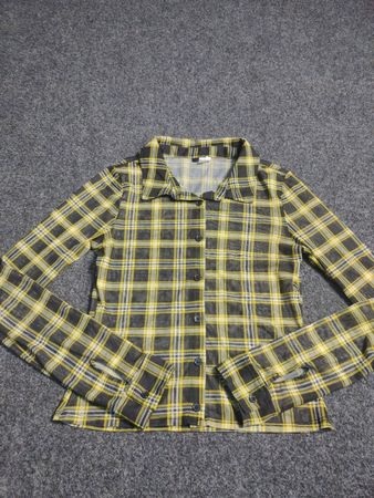 H&M Gelbes kariertes Langarmhemd