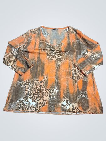 CANDA Kollektion bei C&A Orange-Braun Paisley-Print Tunika-Oberteil mit V-Ausschnitt und langen Ärmeln