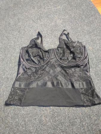 Envy schwarzes Korsett-Top mit Spitzenbesatz 38DD