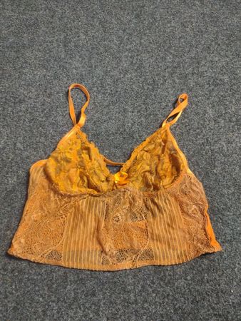 Orange Spitzen-Babydoll-Top