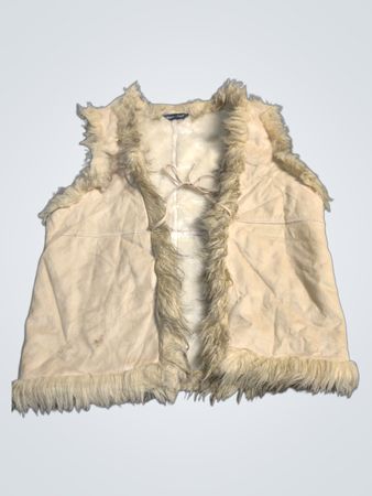 Blanc - Noir Kunstpelzbesetzte Wildlederweste