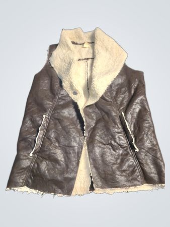 L.U.G.G. Brown Kunstlederweste mit Sherpa-Futter