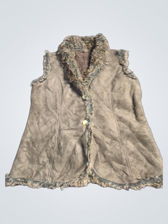 Damen-Weste aus Kunstwildleder mit Fellbesatz