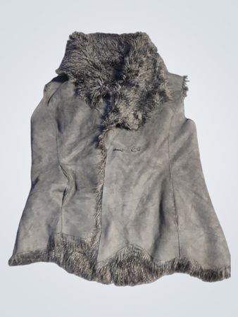 Schwarze Kunstpelzbesatz-Weste